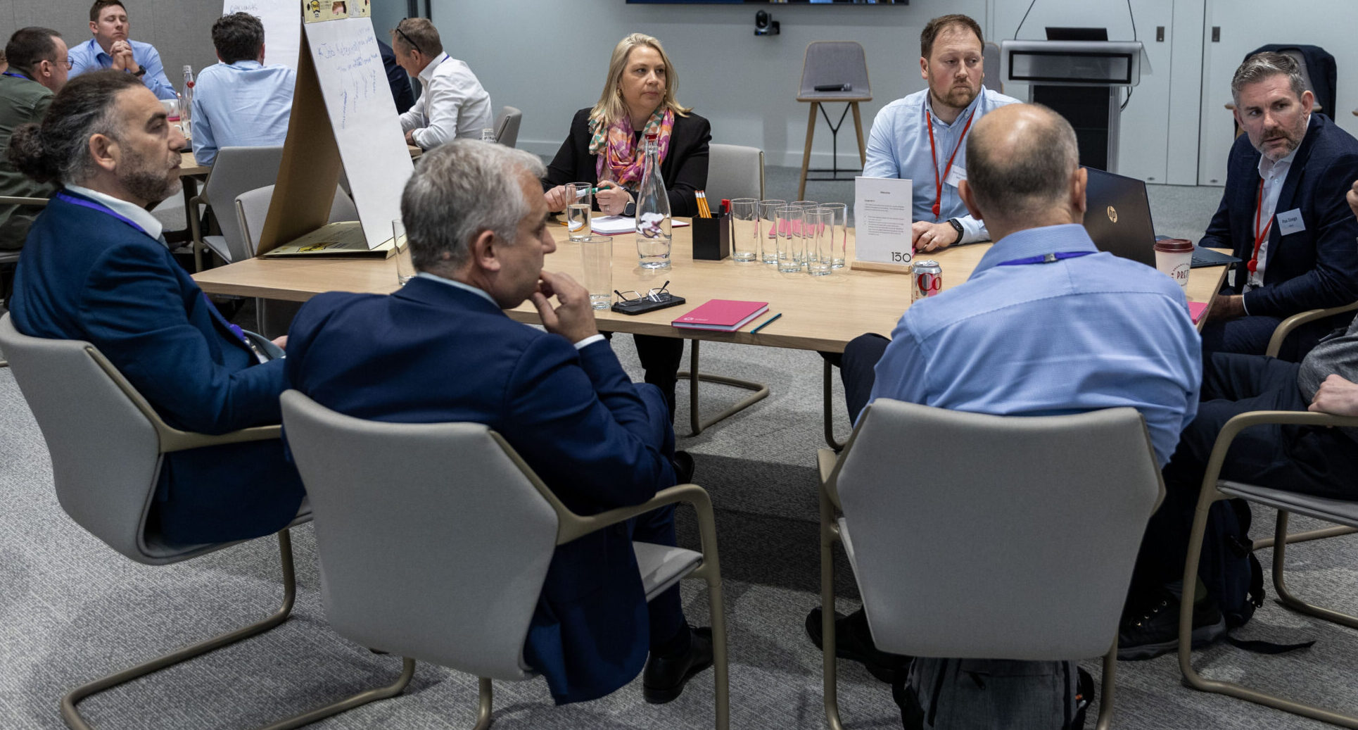 Round table meeting of business people