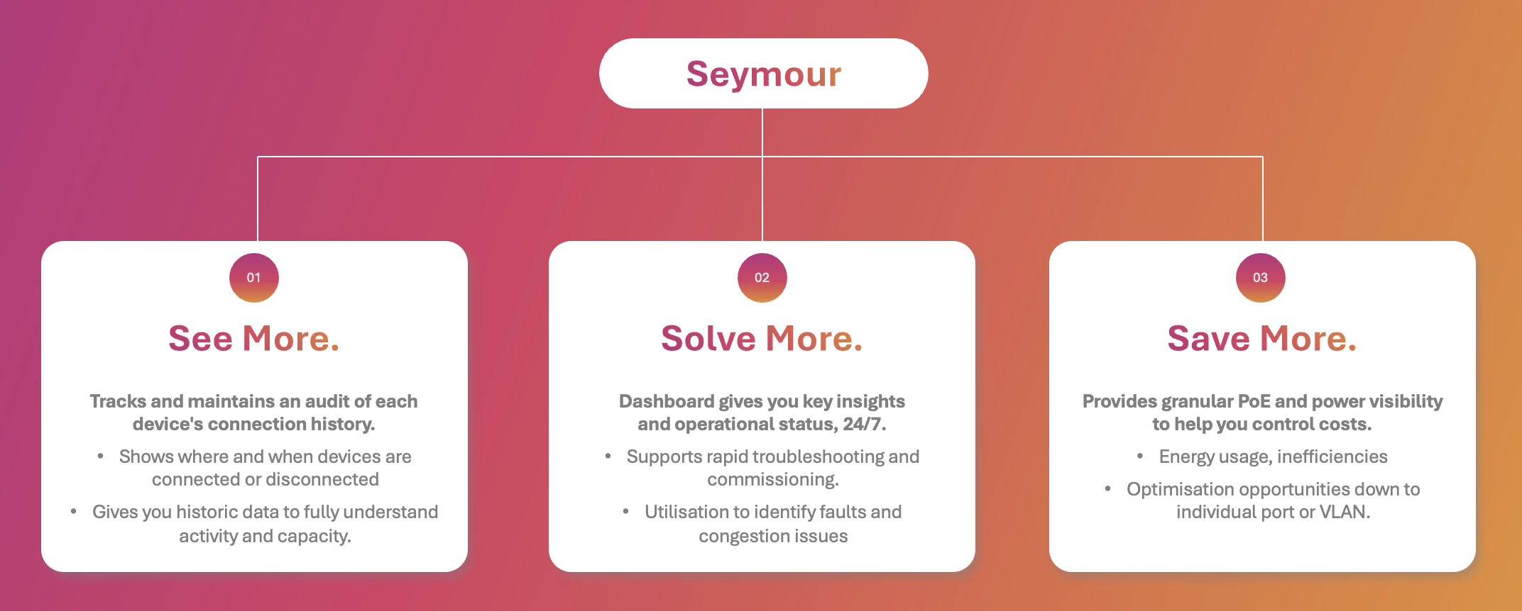Diagram showing See More. Solve More. Save More.